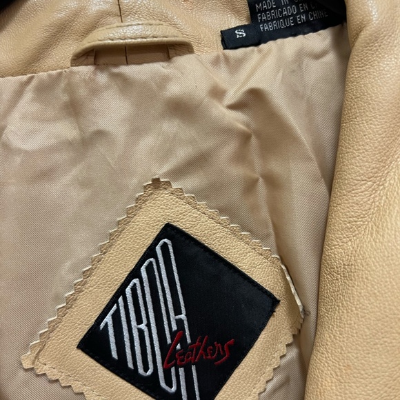 Tiboa Dark Cream Genuine Leather Jacket Women's S Vintage - Picture 3 of 5